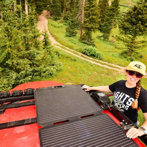 KC HiLiTES Portable Foldable Solar Panels 5001 Panels, Portable, Monocrystalline, 150W Max Power, 6.03A Max Output Current, 27.240 in. Length, 26.780 in. Width, 0.079 in. Height, Each