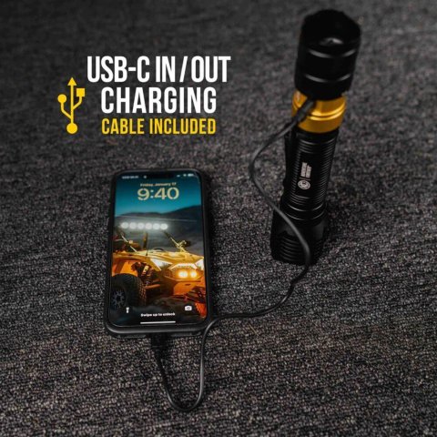KC HiLiTES Flashlights 9965 Flashlight. FLX 3K, LED, Handheld, Rechargeable, 3,000 Max Lumen, Aluminum, Black, Each