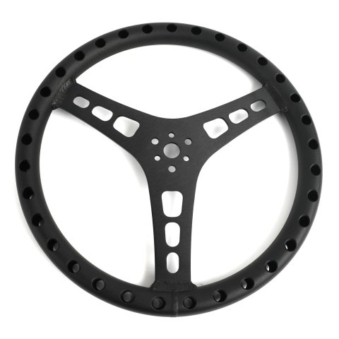 JOES Racing Products Aluminum Steering Wheels 13534-B Wheel, Aluminum, Black Anodized, 3-Spoke, 1.0 in. Dish, 14 in. Diameter, Dual 3-Bolt Mount, Each