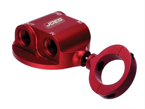 JOES Racing Products Remote Oil Filter Mounts 42512 Mount, Remote, Single, Billet Aluminum, Red, 1/2 in. NPT Female Threads Inlet and Outlet, Each