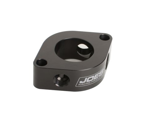 JOES Racing Products Thermo Spacers 36025-V2 Water Neck Spacers, Spacer, Aluminum, Black Anodized, 1.125 in. Thick, Four 1/2 in.-NPT ports, O-Ring included, Chevy, Each