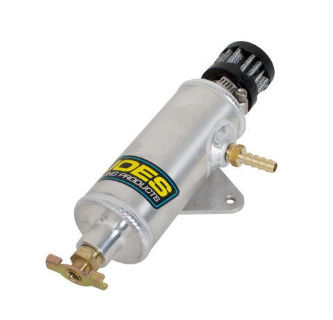 JOES Racing Products Vent Tanks 12318 Tank, Kart/Jr. Dragster, Round, Aluminum, Natural, 4.000 in. Length, 1/4 in. Hose Barb Inlet, Each