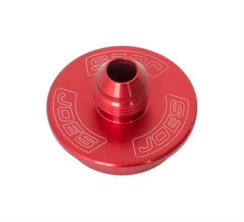 JOES Racing Products Expansion Plug Fittings 36200 Fitting, Straight, Aluminum, Red, Block Connection, -8 AN Male Threads, Chevy, Small Block