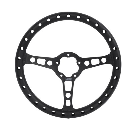 JOES Racing Products Lightweight Drag Steering Wheels 13450 Wheel, Drag, Aluminum, Black Anodized, 3-Spoke, No Dish, 13 in. Diameter, 5-Bolt Grant Style Mount, Each