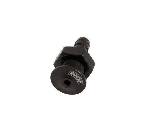 JOES Racing Products Radiator Overflow Fittings 34376 Fitting, Straight, Aluminum, Black Anodized, 7/16 in. Male Threads, 1/4 in. Hose Barb, Each