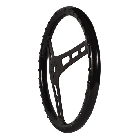 JOES Racing Products Rubber Coated Steering Wheels 13513-CB Wheels, Coated, 13.0 in. Diameter, 2.5 in. Dish, Black, 3-Spoke, Sticky Grip, Dual 3-Bolt Mount Pattern, Each