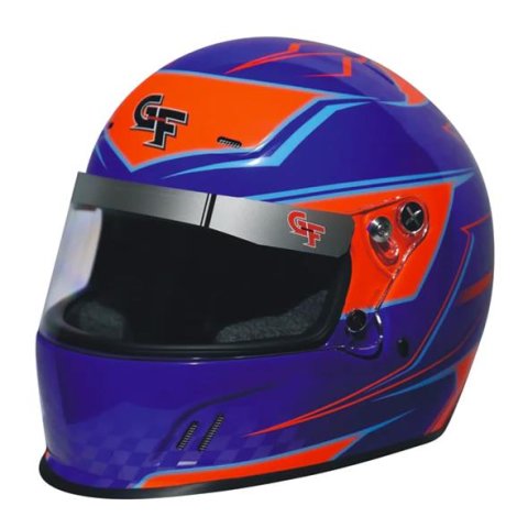 G-FORCE CMR Graphics Helmets 13402MEDBU Helmet, Graphics, Full Face, CRM 2016, Blue/Orange, Clear Polycarbonate Shield, EPS Liner, Vented, Youth Medium, Each
