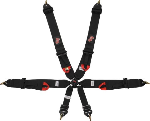 G-FORCE Pro Series Camlock 6-Point Harness 7621BK Harness, Camlock, Complete, 6-point, Pull Up, Floor Mount, Black, Each