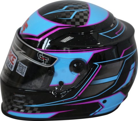 G-FORCE REVO Graphics SA2020 Helmets 13005LRGBU Helmet, Graphics, Full Face, Snell SA2020, Black/Blue, Clear Polycarbonate Shield, EPS Liner, Vented, Large, Each