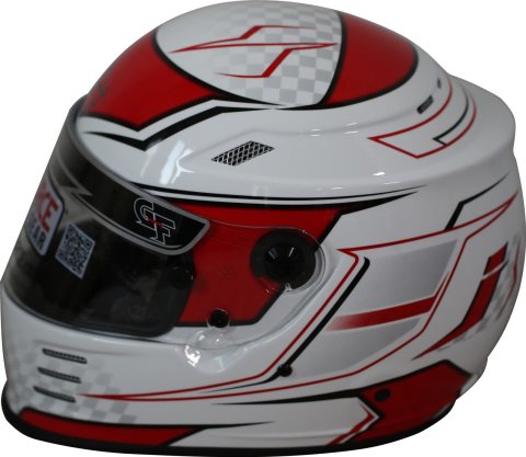 G-FORCE REVO Graphics SA2020 Helmets 13005XSMRD Helmet, Graphics, Full Face, Snell SA2020, White/Red, Clear Polycarbonate Shield, EPS Liner, Vented, X-Small, Each