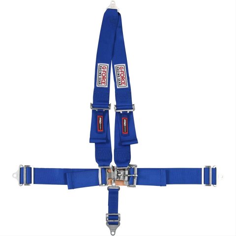 G-FORCE Latch and Link V-Type 5-Point Harness 6020BU Harness, Complete, Latch, V-Type, Bolt-In, Floor/Roll Bar Mount, Blue, Each