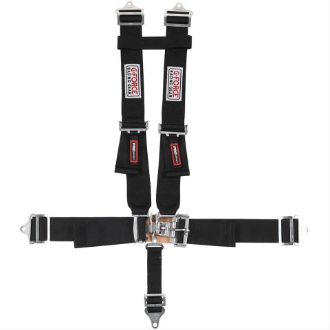 G-FORCE Latch and Link H-Type 5-Point Harness 6030BK Harness, Complete, Latch, H-Type, Bolt-In, Floor/Roll Bar Mount, Black, Each