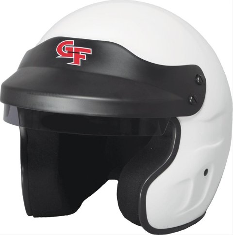 G-FORCE GF1 SA2020 Helmets 13002LRGWH Helmet, GF1, Open Face, Snell SA2020, Gloss White, Tinted Visor, EPS Liner, Non-Vented, Large, Each