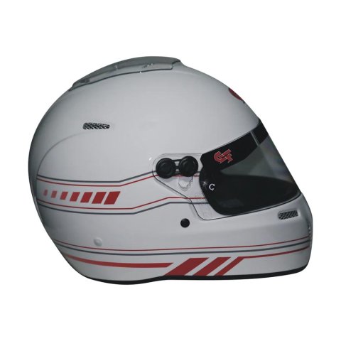 G-FORCE Nighthawk Graphic Helmets 14102XXLW2 Helmet, Nighthawk, Full Face, Snell SA2020, White/Red, Clear Polycarbonate Shield, EPS Liner, Vented, 2X-Large, Each