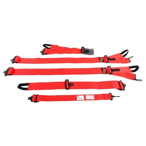 G-FORCE Latch and Link Individual Shoulder 5-Point Harness 6000RD Harness, Complete, Latch, Individual-Type, Bolt-In, Floor/Roll Bar Mount, Red, Each