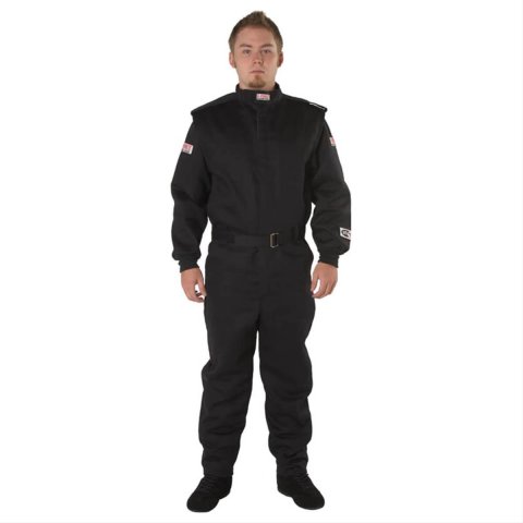 G-FORCE GF525 Driving Suits 4525MEDBK Suit, GF525, One-Piece, Multiple Layer, Pyrovatex, Medium, Black Top, Black Bottom, Each