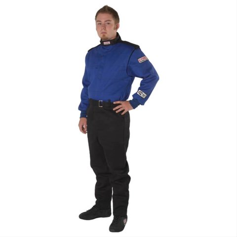 G-FORCE GF525 Driving Suits 4525MEDBU Suit, GF525, One-Piece, Multiple Layer, Pyrovatex, Medium, Blue Top, Black Bottom, Each