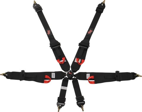 G-FORCE Pro Series Camlock 6-Point Harness 7622BK Harness, Camlock, Complete, 6-point, Pull Up, Floor Mount, Black, Each