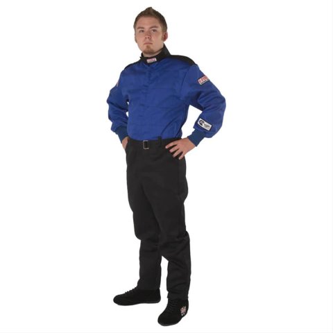G-FORCE GF125 Driving Suits 4125LRGBU Suit, GF125, One-Piece, Single Layer, Pyrovatex, Large, Blue Top, Black Bottom, Each