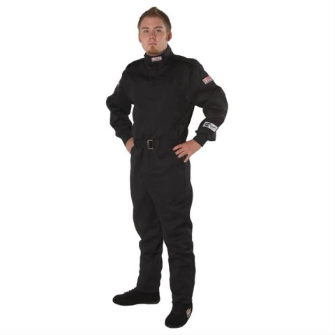 G-FORCE GF125 Driving Suits 4125SMLBK Suit, GF125, One-Piece, Single Layer, Pyrovatex, Small, Black Top, Black Bottom, Each