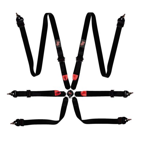 G-FORCE 2 Endurance FIA 6-Point Harness 7624RD Harness, Endurance, Camlock, Complete, 6-point, Pull Up, Floor Mount, Red, Each