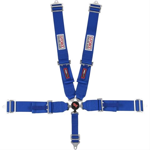 G-FORCE Camlock 5-Point Harness 7000BU Harness, Complete, Camlock, Individual-Type, Bolt-In, Floor/Roll Bar Mount, Blue, Each