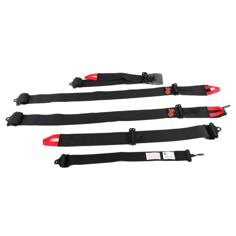 G-FORCE Latch and Link Individual Shoulder 5-Point Harness 6000BK Harness, 5-Point, Complete, Latch, Individual-Type, Bolt-In, Floor/Roll Bar Mount, Black Harness, Silver Latches/Links, Each