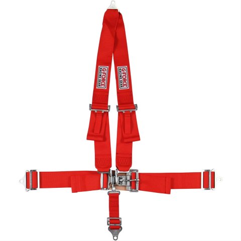 G-FORCE Latch and Link V-Type 5-Point Harness 6020RD Harness, Complete, Latch, V-Type, Bolt-In, Floor/Roll Bar Mount, Red, Each