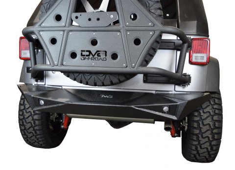 DV8 Offroad Rear Bumpers RBSTTB-14 Bumper, Rear, Full Length with Multi-Purpose Cutouts, Steel, Black Textured Powdercoat, Jeep, Each