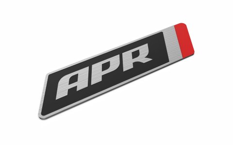 APR Flat Badges A1000004 Emblems, Badges, Logo, Aluminum, Black/Silver, Double-sided Tape, 0.511 in. Width, 2.170 in. Length, Each