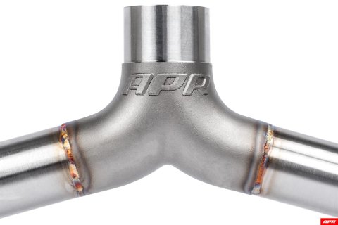 APR Cat-Back Exhaust Systems with Front Muffler CBK0008 System Resonator, Cat-Back, Stainless, Brushed, Split Rear Exit, Polished Tips, Volkswagen, Kit