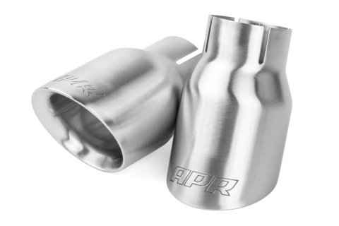 APR Round, Brushed 2.50 Inch Exhaust Tip TPK0007 Tips, Clamp-on, Stainless Steel, Brushed, Slant Cut, in. Inlet, 3.50 in. Outlet, Audi, Porsche, Volkswagen, Pair