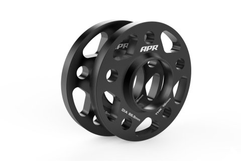 APR 0.59 inch Wheel Spacers MS100168 Spacers, 0.590 in. Thickness, 2.62 in. Center Bore, Aluminum, Black, 5 x 112mm Bolt Circle, for Lamborghini, Audi, Porsche, Volkswagen, Pair