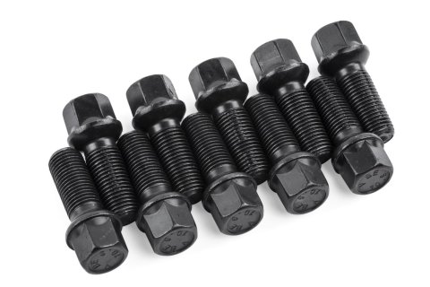 APR Lug Bolts MS100173 Bolts, 32mm Length, Ball Seat, Hex Head, Steel, Black Zinc, Audi, Volkswagen, Set of 10