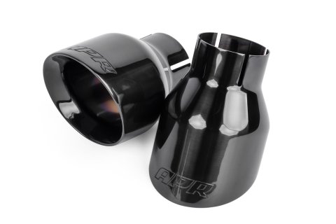 APR Round, Black 2.50 Inch Exhaust Tip TPK0003 Tips, Clamp-on, Stainless Steel, Black, Slant Cut, in. Inlet, 4.00 in. Outlet, Audi, Porsche, Volkswagen, Pair