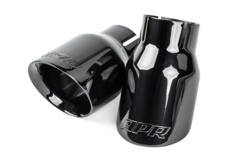APR Round, Black 2.50 Inch Exhaust Tip TPK0008 Tips, Clamp-on, Stainless Steel, Black, Slant Cut, in. Inlet, 3.50 in. Outlet, Audi, Porsche, Volkswagen, Pair