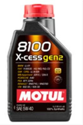5w40 Motul 8100 X-Cess Gen 2 Motor Oil 110904 Engine Oil, 2, Synthetic, 5W40, 1 Liter, Each