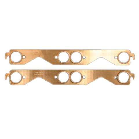 SCE Pro Copper Embossed Exhaust Gaskets 4011 Gaskets, Header, Copper, Round Port, Chevy, Small Block, Pair