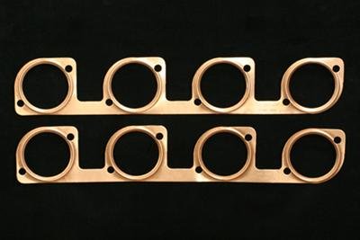 SCE Pro Copper Embossed Exhaust Gaskets 4074 Header and Manifold Gaskets, Embossed, Round Port, for AJPE 481X Alcohol Racing Heads, V8, Pair
