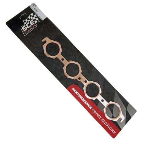 SCE Pro Copper Embossed Exhaust Gaskets 4219 Gaskets, Header and Manifold, Round Port, Copper, Chevy, LS, Pair
