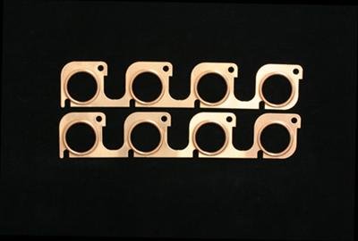 SCE Pro Copper Embossed Exhaust Gaskets 4911 Header and Manifold Gaskets, Embossed, Oval Port, for Brodix BD1010 and BD2000 Cylinder Heads, Chevrolet, Small Block, Pair