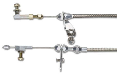 Lokar Hi-Tech Kickdown Kits KD-20PGHT Automatic Transmission Cable, Hi-Tech, Natural Braided Stainless Steel, Natural Aluminum Fittings, GM, Powerglide, Kit