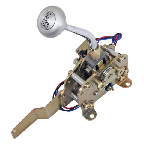 Lokar Electronic Sport Shifters ES6L80EM Automatic Shifter, GM, 6L80, 8 in. Single Bend Chrome Stick, Original Brushed Mushroom Knob, Each