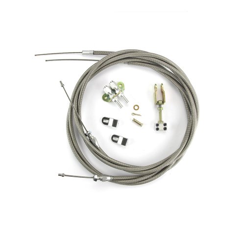 Lokar Floor Mount Emergency Brake Cables EC-81FHT Parking Cable, Braided Stainless Steel, 96 in. Length, Street Rod, Ford Thunderbird, Universal, Each