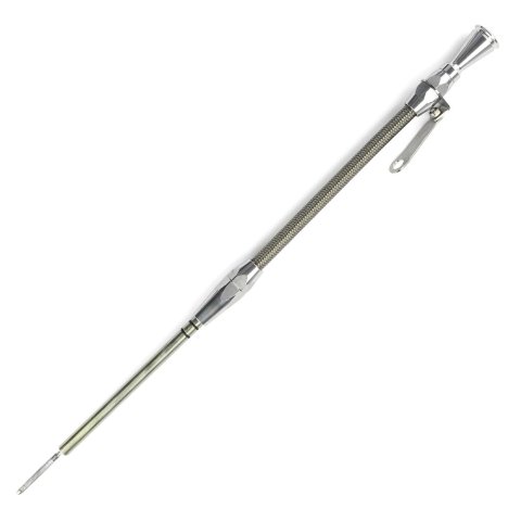 Lokar Flexible and Machined Engine Dipsticks ED-5009 Oil Dipstick, Flexible, Passenger Side Block Entry, Billet Aluminum, Brite Anodized, Chevy, Small Block, Vortec, Ram Jet 350, Each