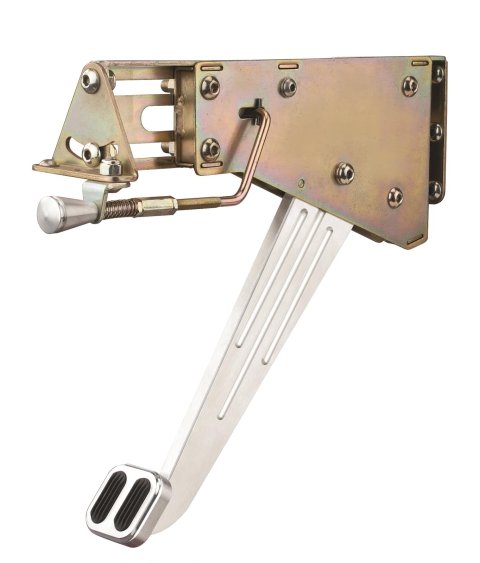 Lokar Under-The-Dash Foot Operated Emergency Brakes EFB-9001 Brake Pedal, Aluminum, Brushed, Firewall Mount, Rubber Insert, Universal, Each