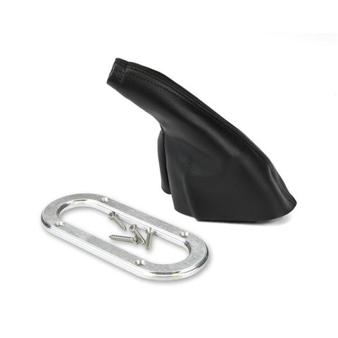 Lokar Parking Brake Handle Boots 70-BHBF Hand Boot, Emergency Brake, Floor Mount, Black Boot, Aluminum Trim Ring, Each