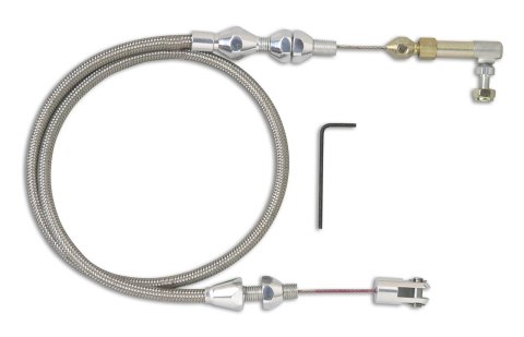 Lokar Hi-Tech Throttle Cables TCP-1000HT36 Cable, Braided Stainless, Polished Fittings, 36 in. Long, Carbureted, Universal, Each