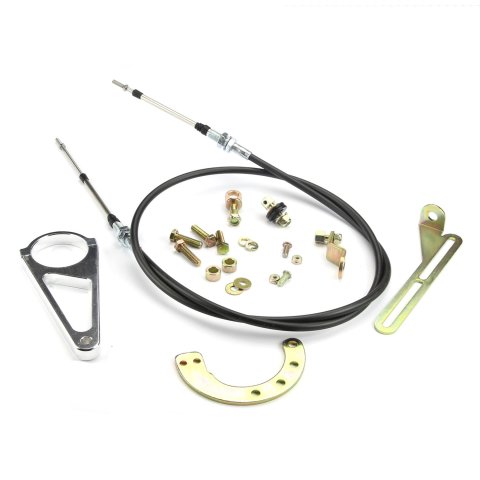 Lokar Steering Column Cable Shift Linkage ACA-1805 Linkage, 2 1/4 in. Column, Stainless Wire, Polyethylene Jacket, Black, Kit