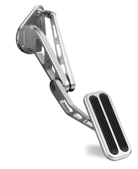 Lokar Billet Gas Pedal Assemblies for 1964-1968 MUSTANG - BAG-6115 Throttle Pedal, Aluminum, Brushed, Firewall Mount, Rubber Insert, Ford, Each